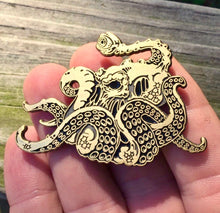 Load image into Gallery viewer, Antique gold Octoclops pin