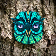 Load image into Gallery viewer, LE 50 “Mystic Lagoon” Owl Totem pin